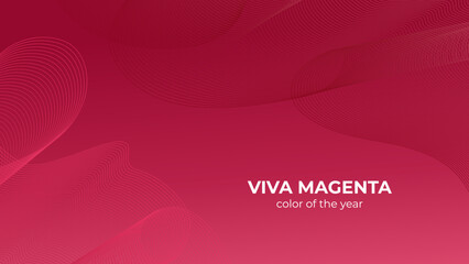Abstract modern Viva Magenta background with liquid waves. Innovation technology concept. Luxury backdrop. Geometric modern digital wallpaper. Copy space. Trendy color of 2023 year. Art fractal.
