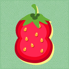 Strawberry fruit style alphabet text, namber 8