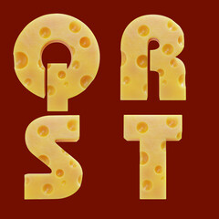 Cheese capital letter alphabet - letters Q-T