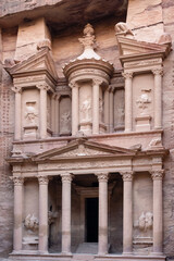Treasury or Khazne al-Firaun Detail in Petra, Jordan, the Facade of a Nabatean Tomb near Wadi Musa