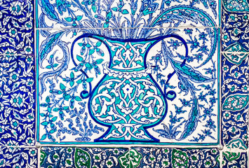 Handmade Iznik tiles of Topkapi Palace in Istanbul, Turkey.