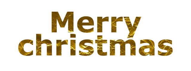 Gold texture Christmas headline, Merry Christmas words isolated on transparent background