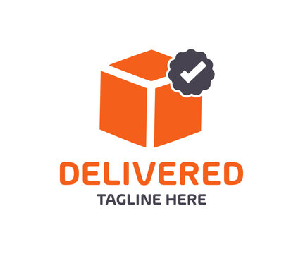 Delivered box, Shipping icon  logo design. Containing delivery and logistic symbol. Delivered label. Cardboard parcel box delivered. Online purchase delivery service vector design and illustration.