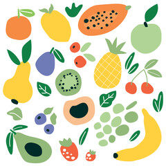 Abstract artwork of fruits symbol icon. Simple flat vector of fruits on white background. Colorful geometric illustration minimalist style. Good for poster, web, or banner