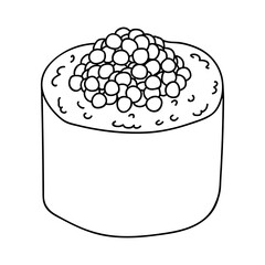 Hand drawn sushi roll clipart. Japanese traditional cuisine dishes. Asian food