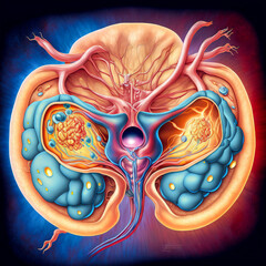 Female genitourinary system with fibroids.