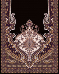 Digital Textile Design, Mughal Art Dupatta Design, digital print on fabric 