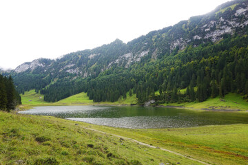 Saemtisersee - Saemtiser lake, mounain lake in the Swiss Alps