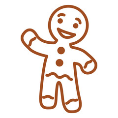 Obraz premium Icono postre de Navidad. Hombre de pan de jengibre con líneas