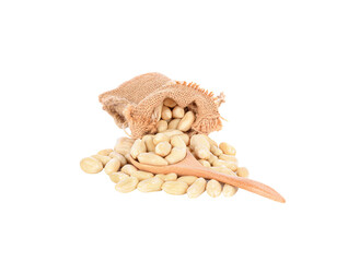 Peanuts in bag and spoon     on  transparent  png