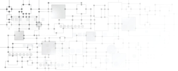 Gray and white technology background image Line design for communication connections in digital systems Hi-tech technology pattern