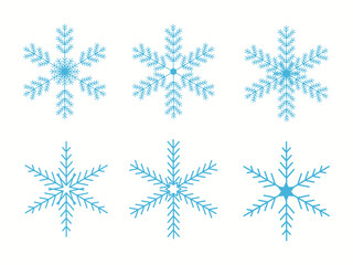 Fototapeta na wymiar snowflake winter set of blue isolated icon silhouette on white background
