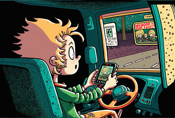 utilizing a cell phone for navigation while driving. Generative AI