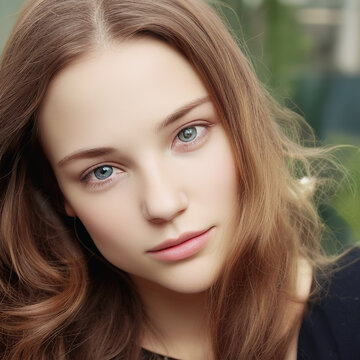 Portrait of a lovely and beautiful girl with gorgeous eyes. The concept of natural beauty.