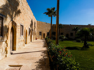 Soldiers rooms and the garden in the outer part of Qaitbay cathedral in Alexandria, Egypt.