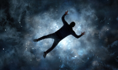 Man falling into space