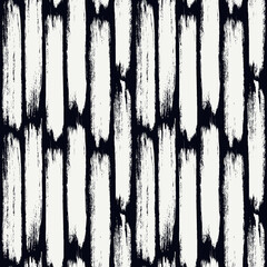 Brush stroke seamless pattern. Paint smears surface print. Hand drawn ink vertical stripes. Freehand grunge texture