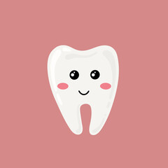 Cute illustration of a tooth. Cartoon illustration of a healthy tooth. Care of teeth.