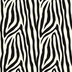 Zebra skin seamless pattern. Animal fur print. Repeating stripes motif. Wildlife, natural camouflage texture