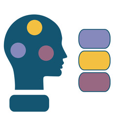 Conceptual infographics, color circles in the head, 3 positions