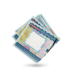 3d rendering of Folded Myanmar Kyat notes isolated on white background. 
