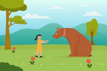 Child and bear at the park