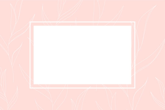 Rectangular frame. Empty white space on the cute pink background. Perfect for invitations, congratulations card, post card, letters
