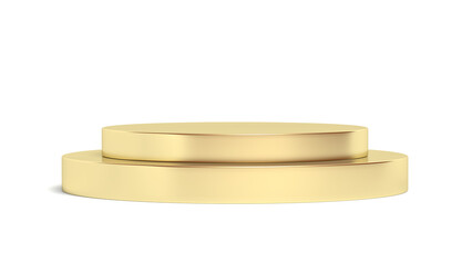 Gold cylinder podium isolated on white background. 3d illustration.