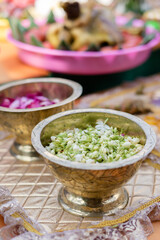 purple rose and white jasmine flowers put into water as a requirements before Siraman ritual in traditional Javanese wedding ceremony.
