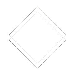 Silver thin square double isolated frame on the white background. Perfect  luxury design for headline, logo and sale banner. Vector illustration