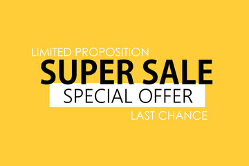 Black Friday sale banner. Special offer. Super sale. Special offer. Yellow background. Vector illustration