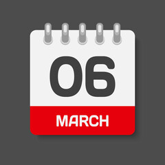 Icon page calendar day - 6 March