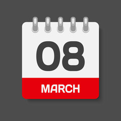 Icon page calendar day - 8 March