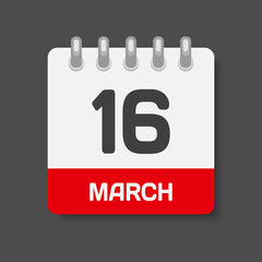 Icon page calendar day - 16 March