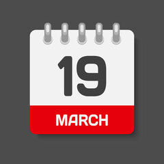 Icon page calendar day - 19 March