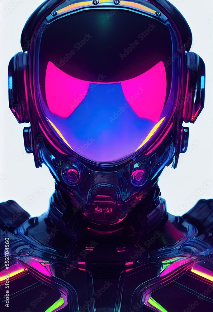 Wall mural portrait of an fictional astronaut in a spacesuit. high-tech astronaut from the future. the concept 