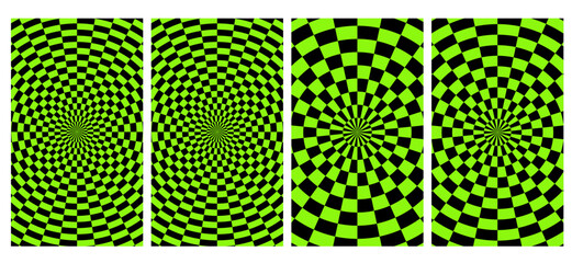 Vector set of acid psychedelic posters. Trendy acid colors.Vector illustration