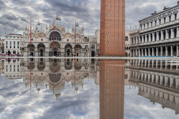 The St. Mark's Square in Venice during Bad Weather and High Tide