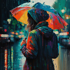 People rain Vibrant colours