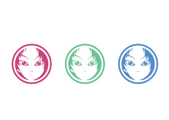 Japanese manga girl logo concept