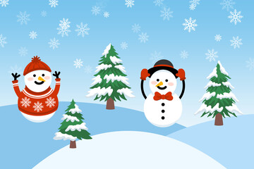 Naklejka na ściany i meble Christmas Snowman Background