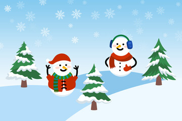 Christmas Background with Snowman