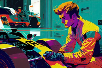 Racing driver in action