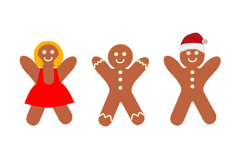 christmas gingerbread people vector