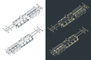 Obraz premium Container trailer isometric blueprints