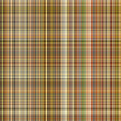 Woodland brown tartan seamless pattern textile. Tonal autumnal forest plaid with organic texture. Background of orange stripe for rough wallpaper. 