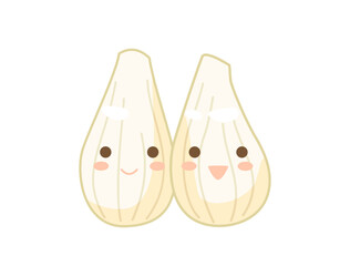 らっきょうやラッキョウの甘酢漬けをキャラクターにしたイラスト