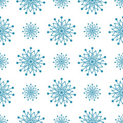Blue snowflake pattern on white background