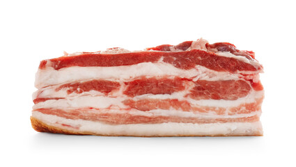 Piece of pork fatback isolated on white