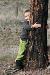 Boy in woods